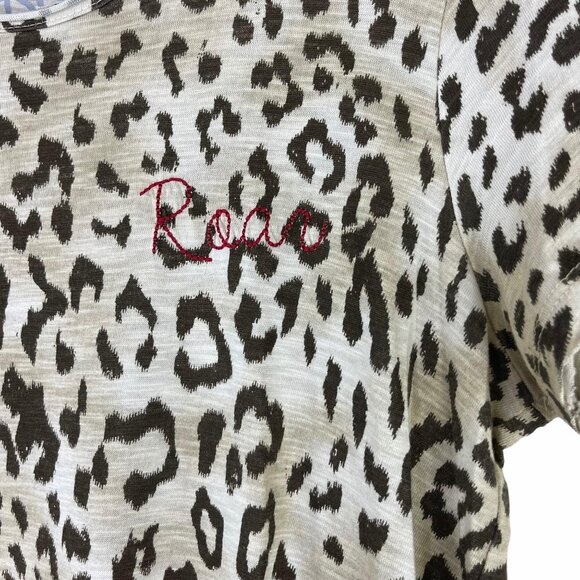 Chaser Animal Leopard Print Roar Shirt Short Sleeve Embroidered Shirt Size Small - Picture 4 of 7